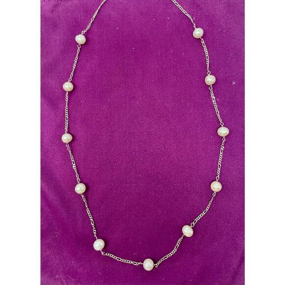 No Brand Jewelry - Vintage Sterling Silver Freshwater Pearl Dainty necklace 16”